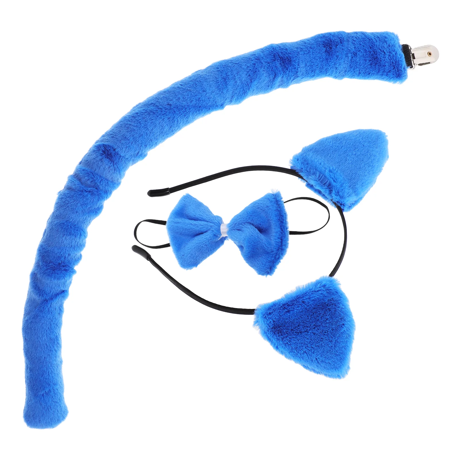 Cat Ears Headband Fluffy Tail Set for Women Halloween Cosplay Costume Accessories Fuzzy Plush Comfortable Wear