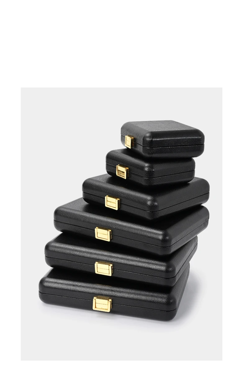Oirlv Black Jewelry Organiser Boxes PU Leather Ring Earring Jewelry Set Box Jewel cases of precious metal Storage Box Gifts Box
