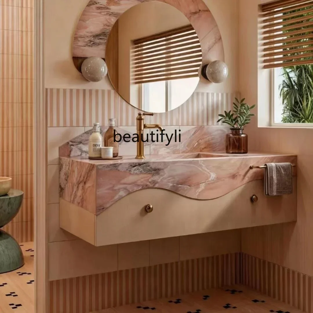 NQ52 Great discounts Marble washstand French cream style bathroom wide body modern minimalist villa
