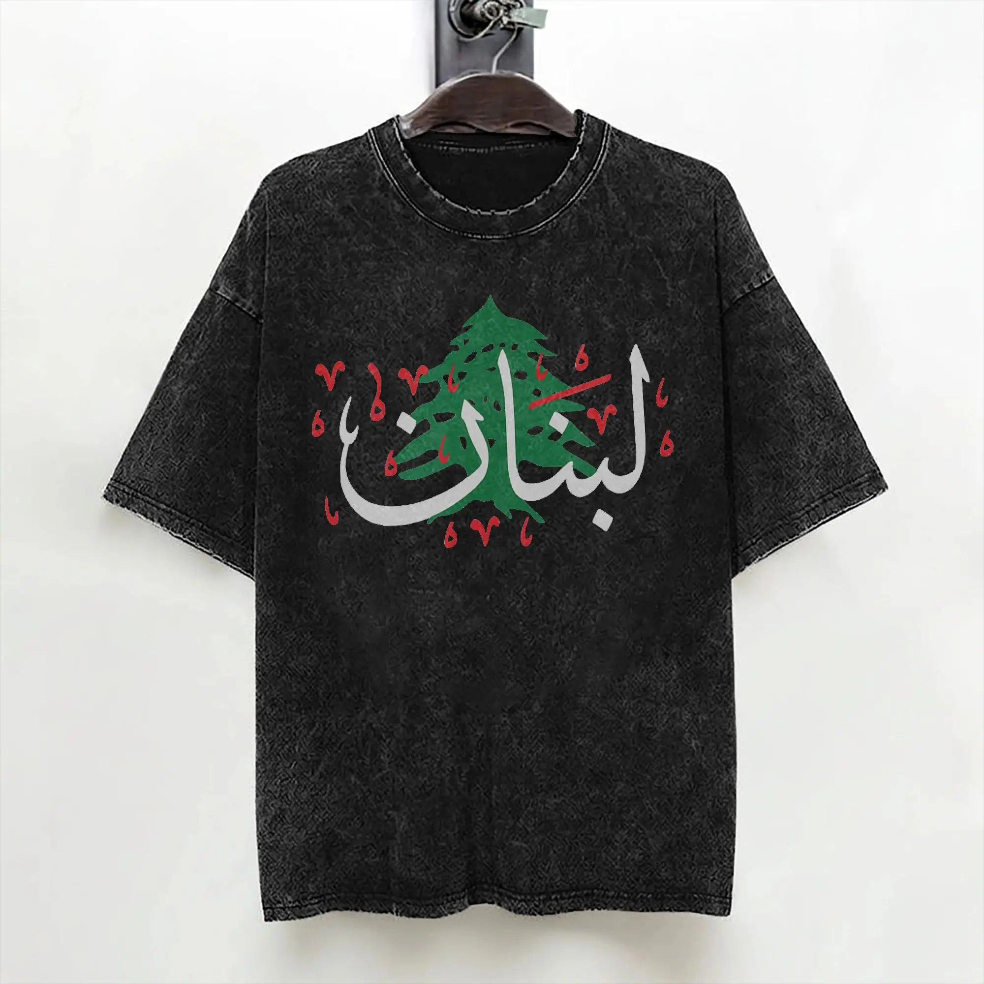 Lebanon Flag Map Beirut Cedar Tree Lebanese T Shirts Washed Short Sleeve Oversize T-Shirts Men Women Streetwear Summer Tops Tees