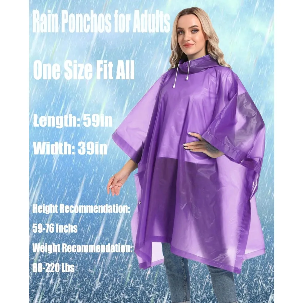 عبوة من قطعتين من عباءات المطر القابلة لإعادة الاستخدام للبالغين، معاطف المطر HOOMBOOM للبقاء على قيد الحياة في حالات الطوارئ للنساء/الرجال بغطاء للرأس والرباط #3