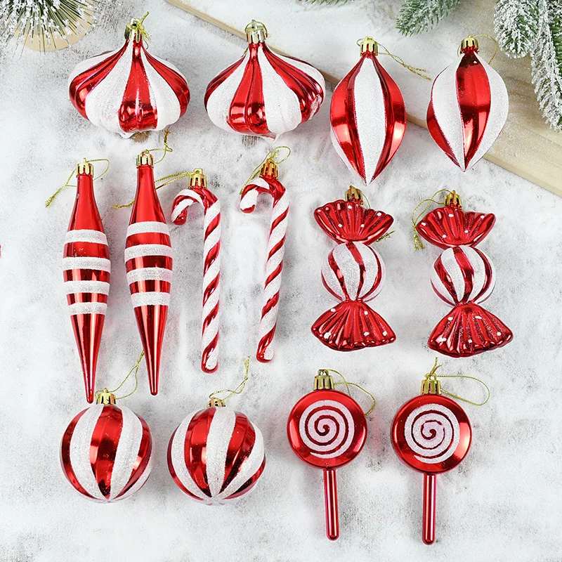 

14pcs/set Christmas Candy Cane Lollipop Hanging Balls for Christmas Tree Decorations New Year Kids Gift Noel Navidad Party Decor