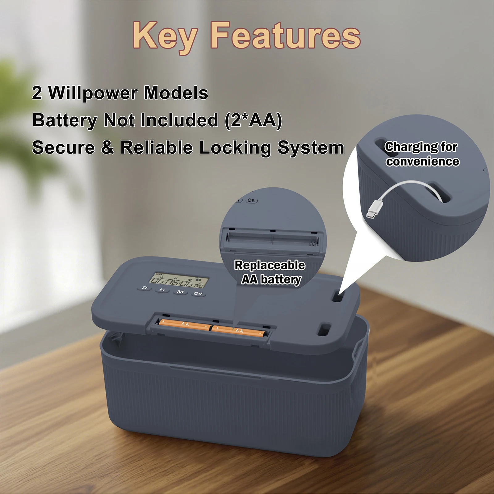 Timed Lock Box Phone Lock Box Self-Control Lockable Storage Box Unplug From Phones Video Games Social Media Snacks