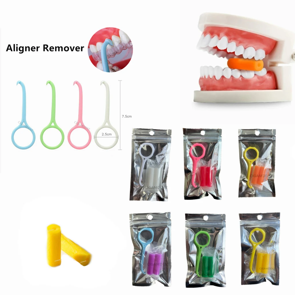 5-100Pc Dental Orthodontic Aligner Remover Invisible Removable Braces Removal Tool Extractor Hook Aligner Chewies Silicone Stick