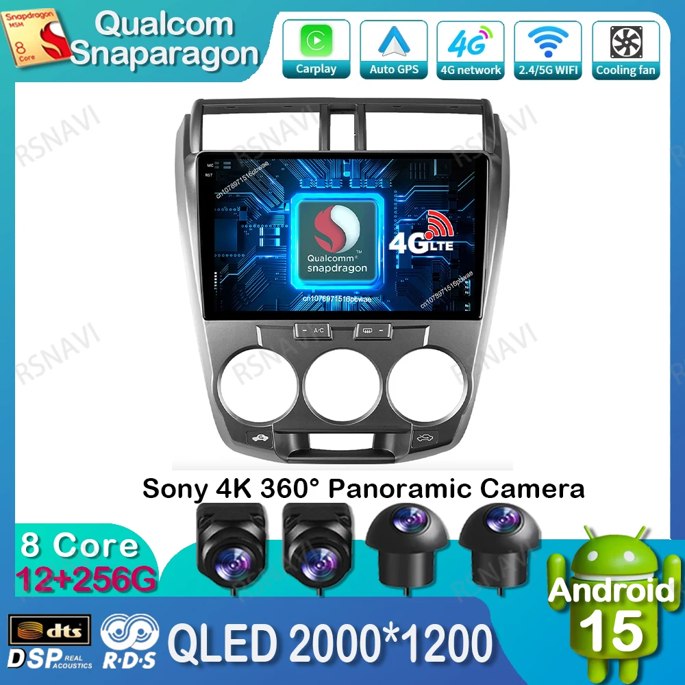 

Android 15 Car Radio For Honda City 2008 2009 2010 2011 2012 2013-2016 4G LTE Viedo Player BT Qualcomm Navigation Head Unit DSP
