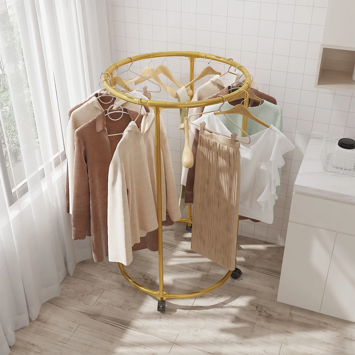 

Круглая сушилка Железная сушилка для постельного белья можно вращать вешалку для одежды