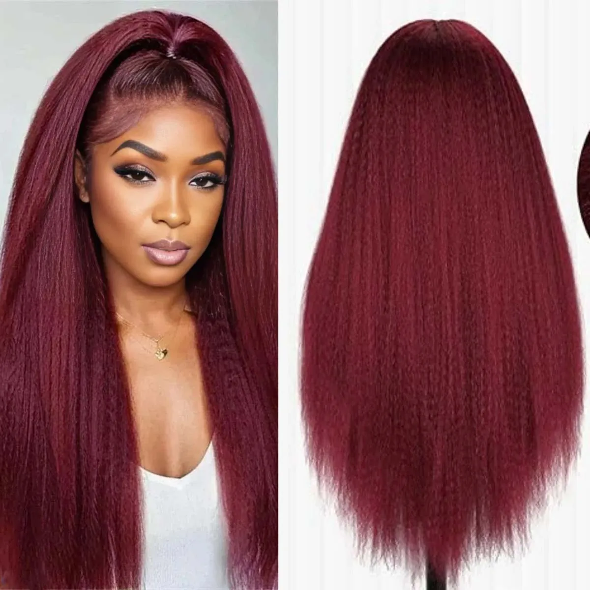 

13x4 13x6 Hd Lace Brazilian Human Hair Wig Sale Kinky Straight Wigs for Women 99J Red Frontal 100% Glue For Black Woman