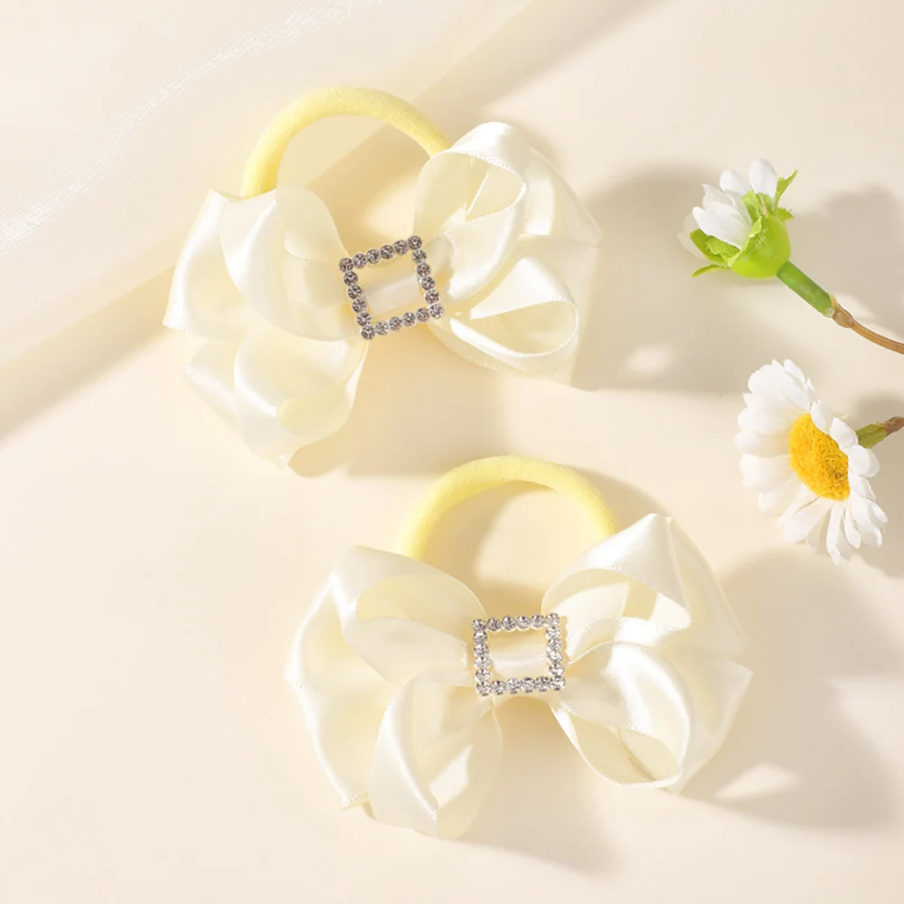 BABY BOWS 2 Stück/Set Kinder Mädchen Niedliche Doppelschichtige Schleifen-Haargummis Haarbänder Kinder Basis-Pferdeschwanz-Kopfschmuck Haaraccessoires – Detail 12