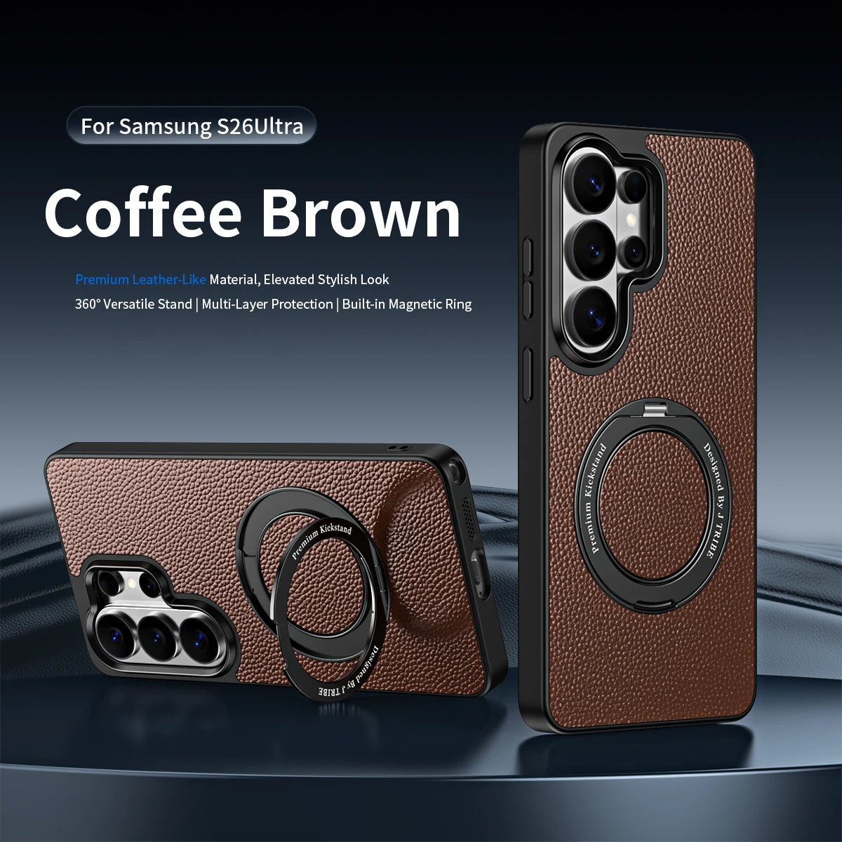 Magnetic 360° Rotating Stand Phone Case For Samsung Galaxy S24 S25 S26 Ultra Luxury Leather Holder Phone Cover Wireless Charging