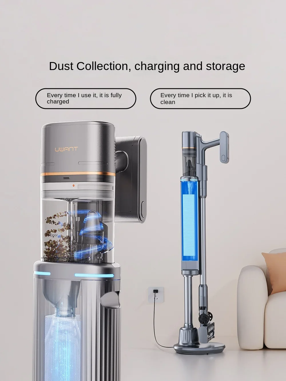 UWANT V100 vacuum cleaner Automatic dust collection lazy household large suction wireless hand-held cat hair vacuum cleaner