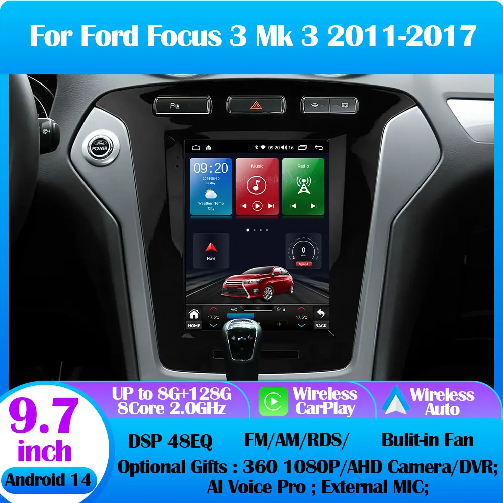 Para Ford Mondeo 4 mk4 2010-2014 9,7 "7862S QLED Android 14 Radio de coche estilo Tesla reproductor de vídeo Multimedia Carplay GPS Navi estéreo