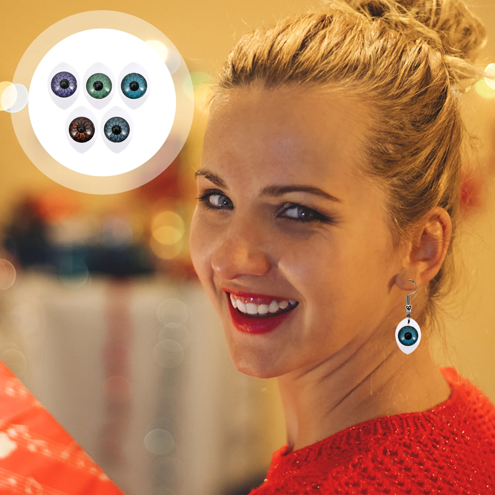 

50pcs Evil Eye Patches DIY Eyeball Charms Plastic Jewelry Making Necklace Pendant Craft Accessories Blue Purple Cyan Green