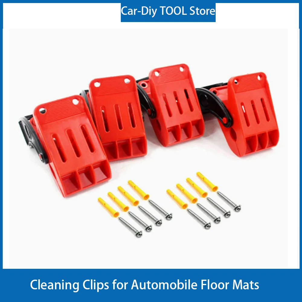Multi-purpose Car Floor Mat Fixing Clips, Rubber Mat Towel Hold Clamps, Auto Wash Detailing Tools with Installation Screws