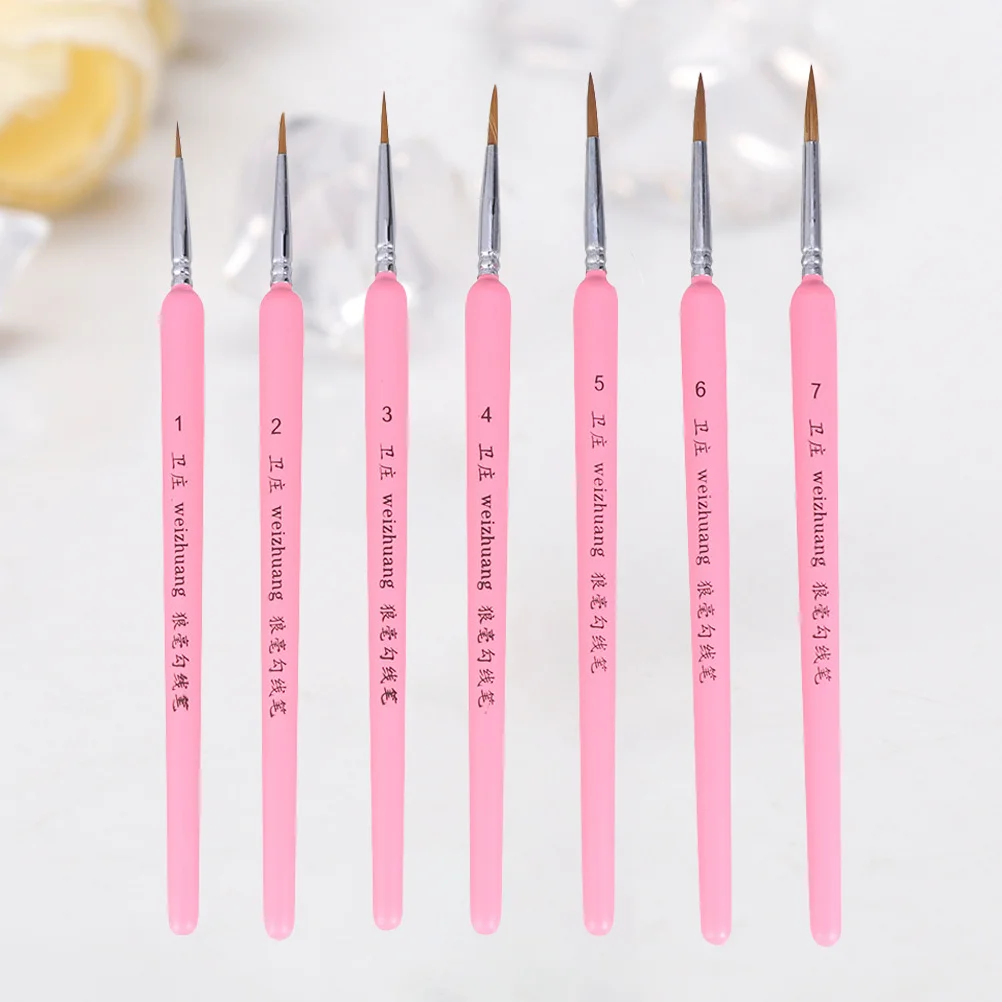 

7Pcs Detail Paint Brush Durable Long Handle Fine Detailing Set for Acrylic Watercolor Gouache Oil Painting Travel Portable