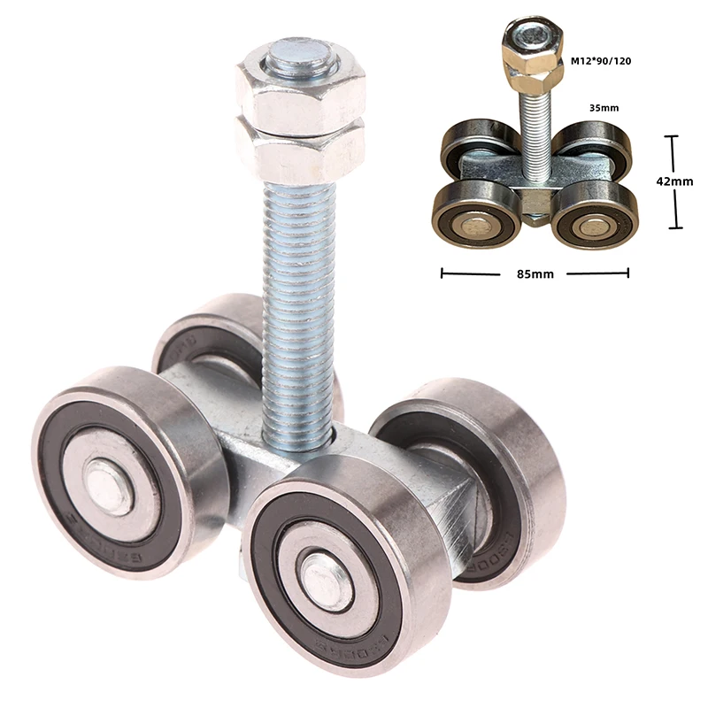 1 Piece Steel Bearing Pulley Hanging Wheel Parts  Rollers 4 Wheel Trolley Assembly Roller Hanging Sliding Track Wheel.