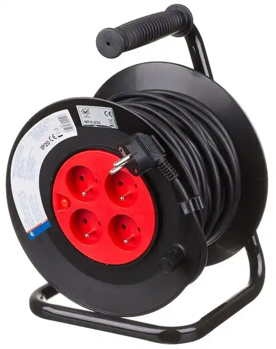 25m 4 Sockel Trommel Extender 3x1,0 H05VV-F mit Thermosc halter