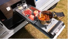 Integrated RV Gas Stove Burner Cooker with Pull-Out Sink and Faucet for Camping & Outdoor Adventures