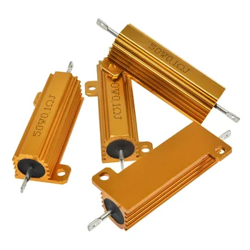 金属ハウジング付きアルミニウム巻線抵抗器,50w,100w,0.01r〜100k,1, 6, 8, 10, 20, 200, 500, 1k,10kオーム抵抗、5% 精度