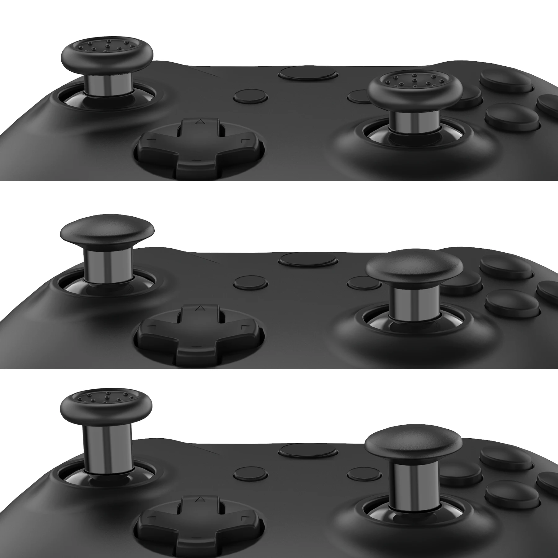 eXtremeRate Grips Joystick Interchangeable Thumbsticks for Xbox Core (Xbox Series X/S), for Xbox One S/X/Elite - Black