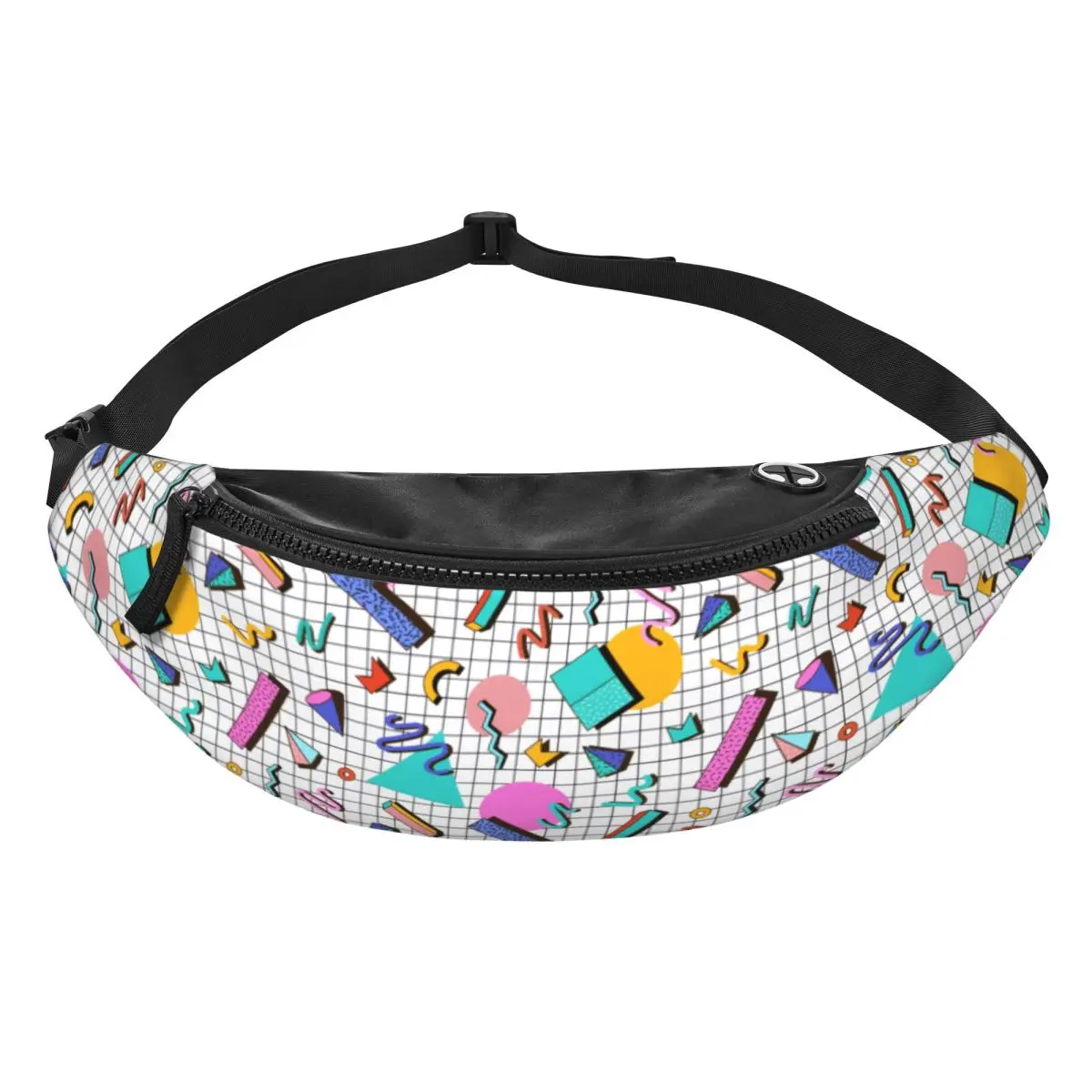 Custom Funky 80s 90s Pattern Fanny Pack Women Men Crossbody Waist Bag for Cycling Camping Phone Money Pouch