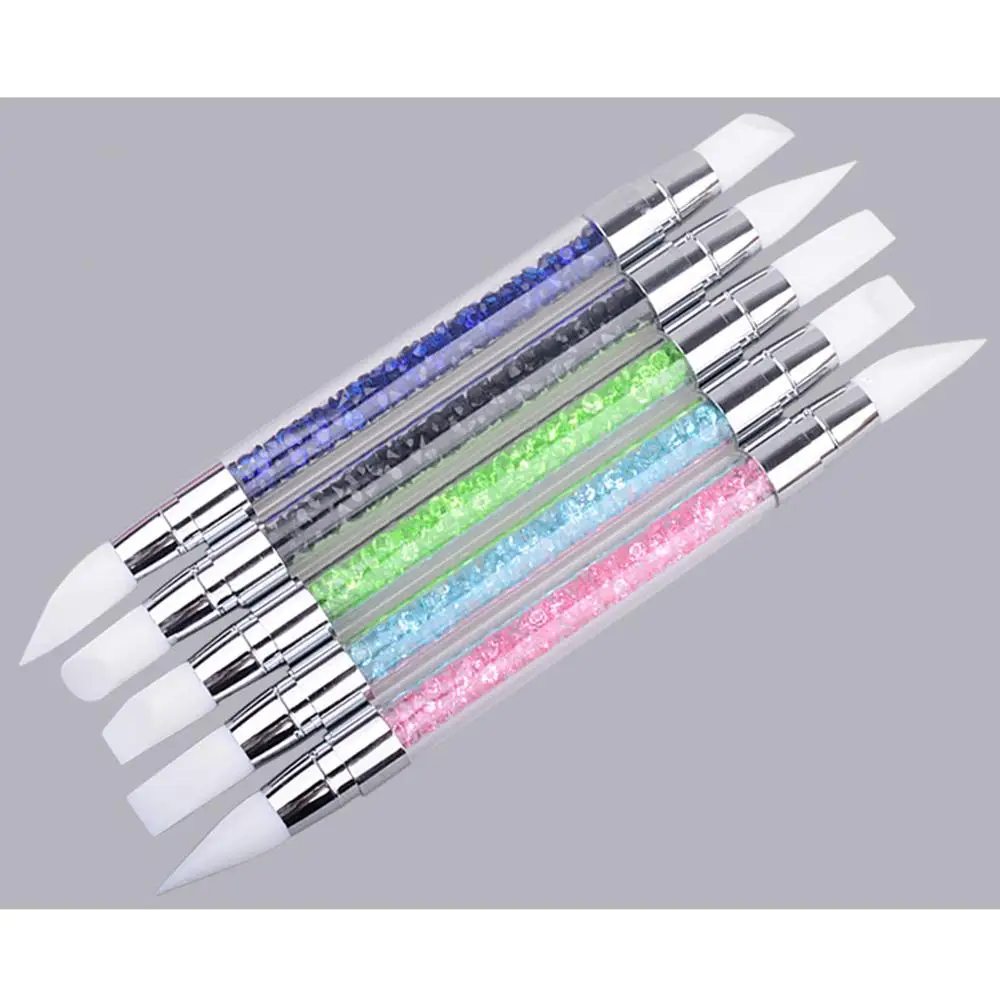 1/2/3PCS Five Colors 2 Way Nail Art Painting Dotting Pen Brushes Manicure Tool Kit Sculpture Pen Silicone Carving Craft