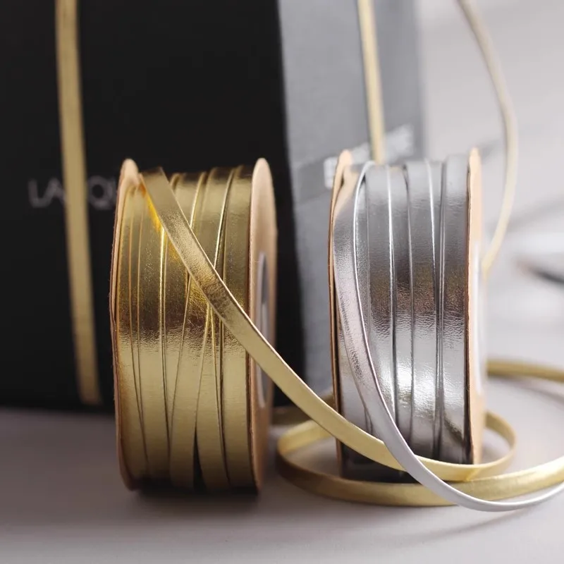 

5mm PU Artificial Leather Rope Flat Leather Rope Bracelet Jewelry Bead String Ribbon Technology 15 M/roll