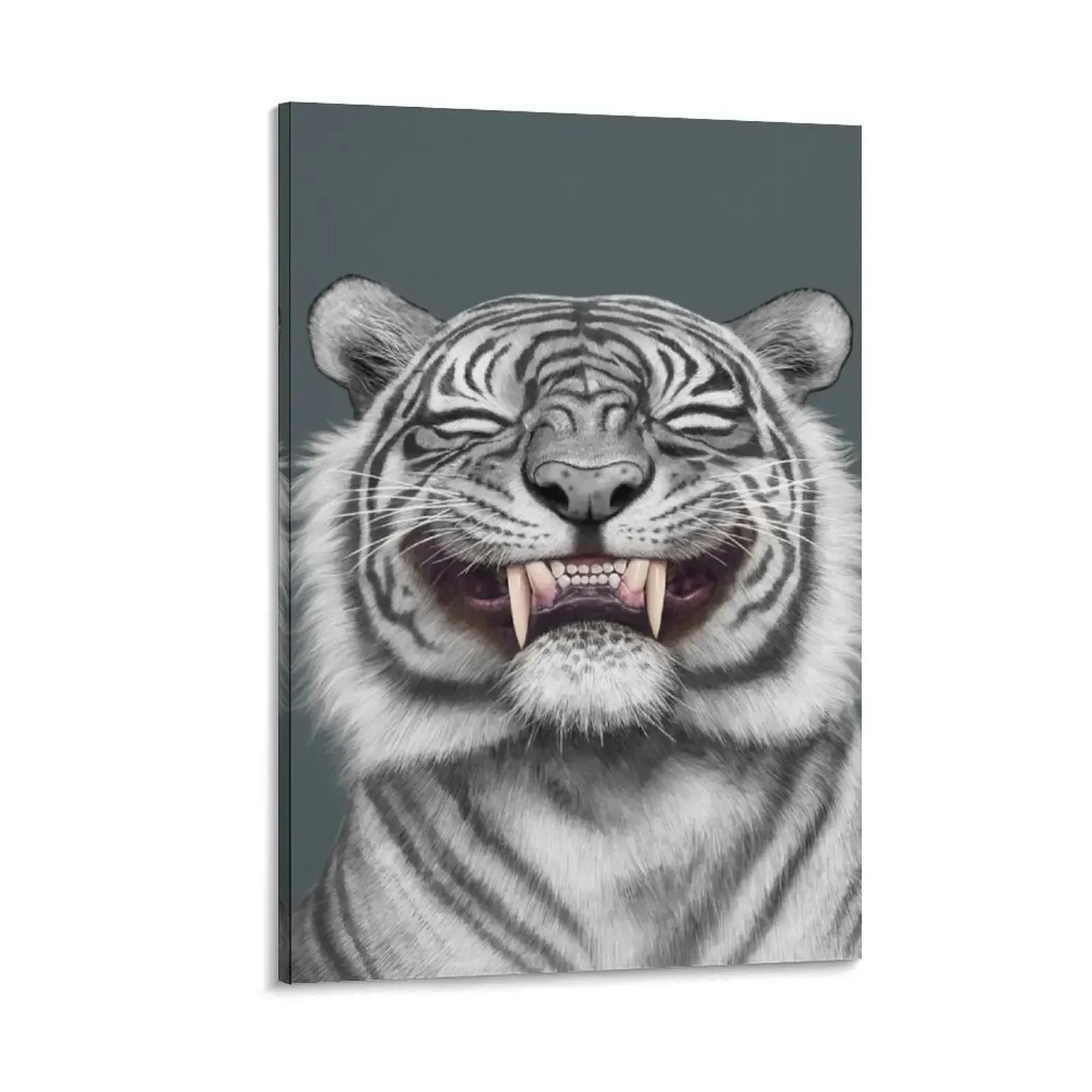 

Smiling Tiger - monotone Canvas Painting Wall posters art mural Paintings on the wall