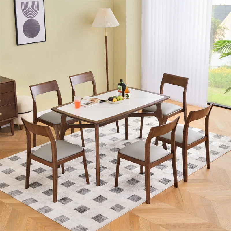 

Customizable Nordic household small apartment restaurant rectangular table chair combination