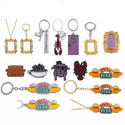 American TV Show Friends Central Perk Keychain Coffee Time Enamel Keyring Chian Pendant For Friends Gifts