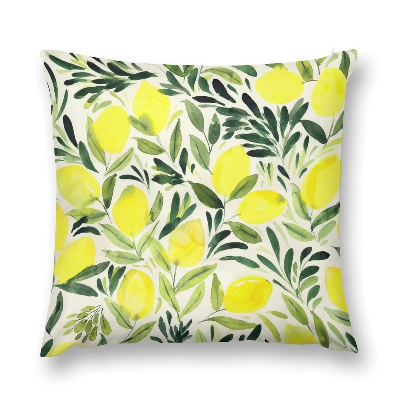 

Lemons watercolor on creme white Throw Pillow Embroidered Cushion Cover anime girl Sofa Cushion pillow