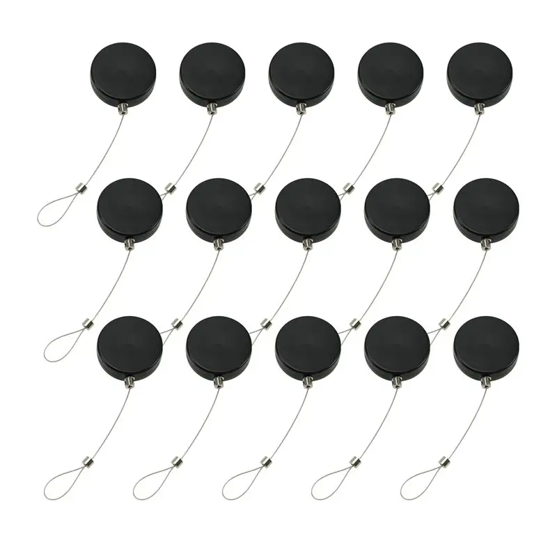 A02F-15Pcs Boîte de déroulement automatique pour câble métallique télescopique de petite taille pour affichage de marchandises
