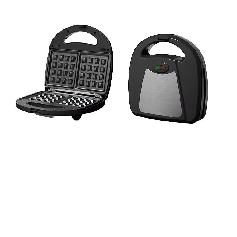 High Quality 750W Breakfast Sandwich Maker Machine Hot Sale Black Multifunctional Toaster Electric Source