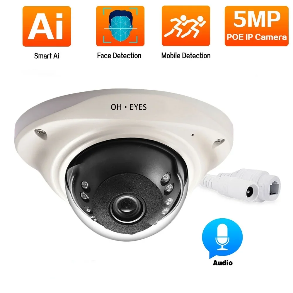 

CCTV 5MP POE IP Camera Dome Outdoor Waterproof Street Audio Record Home Ceiling Surveillance Cameras for POE NVR Security System