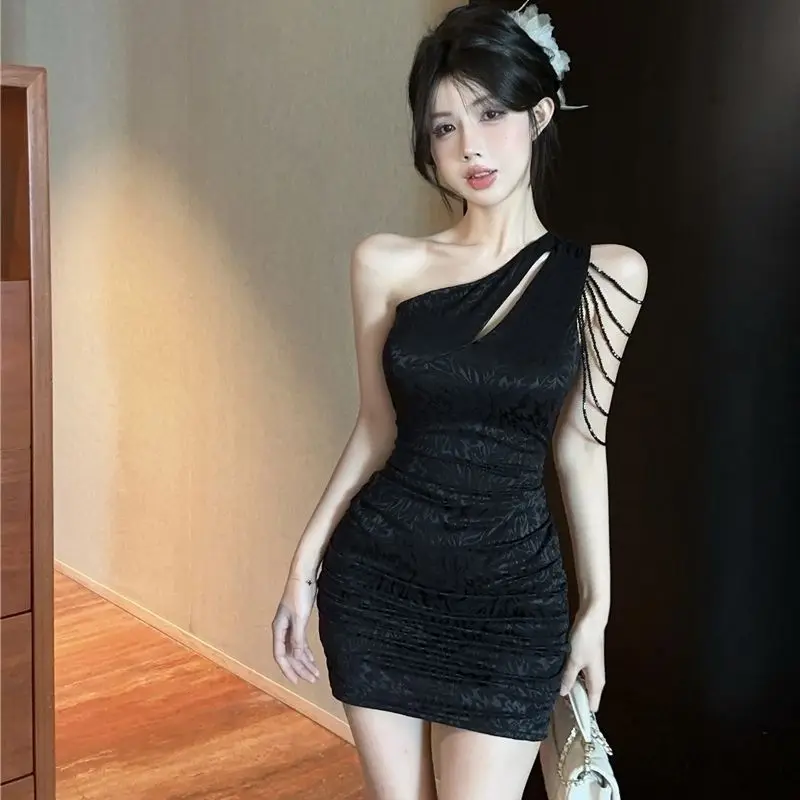 Dresses Womens Pink Summer Modal Ombre Halterneck Mock Neck Layered Streamer Flare Ultra-Short Clubwear Millennium Hot Girl Y2K