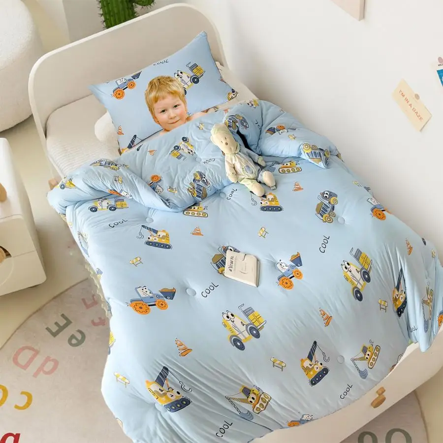 

Супермягкий комплект постельного белья для малышей, толстый пушистый комплект с пододеяльником и наволочкой для мальчиков, детский, голубой, легкий, бесшумный