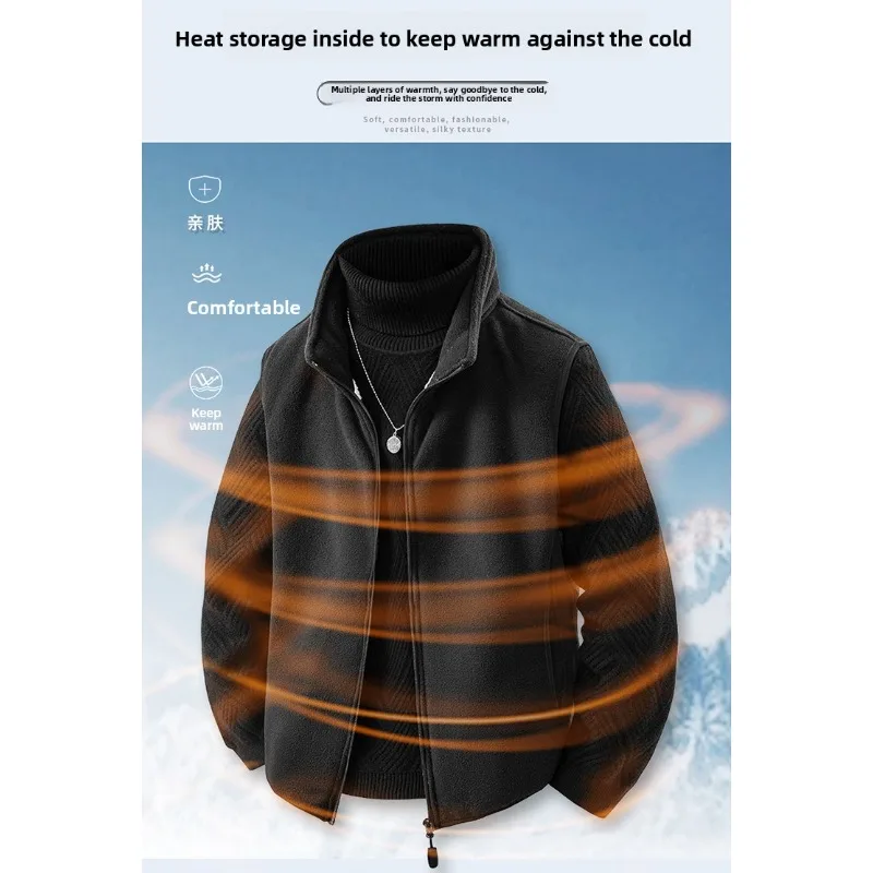 سترة بسيطة بياقة واقفة كاجوال وعصرية بلون سادة سترة مبطنة بالقطن دافئة للخريف والشتاء في الهواء الطلق سترة قطنية #2