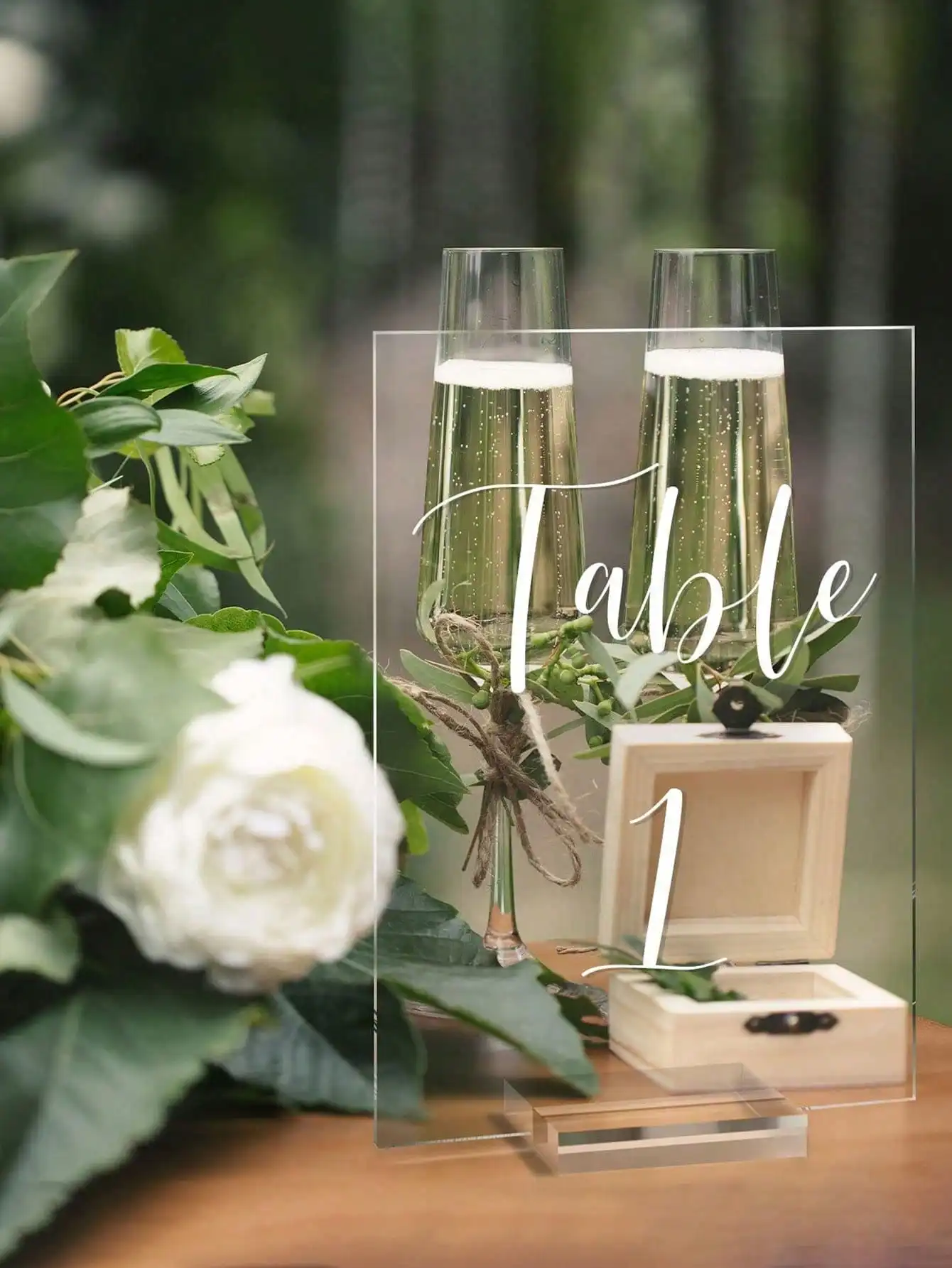 1set- Wedding Season Transparent acrylic table number with base (5.91*3.94 inches) Western Wedding Number Wedding Table Number B