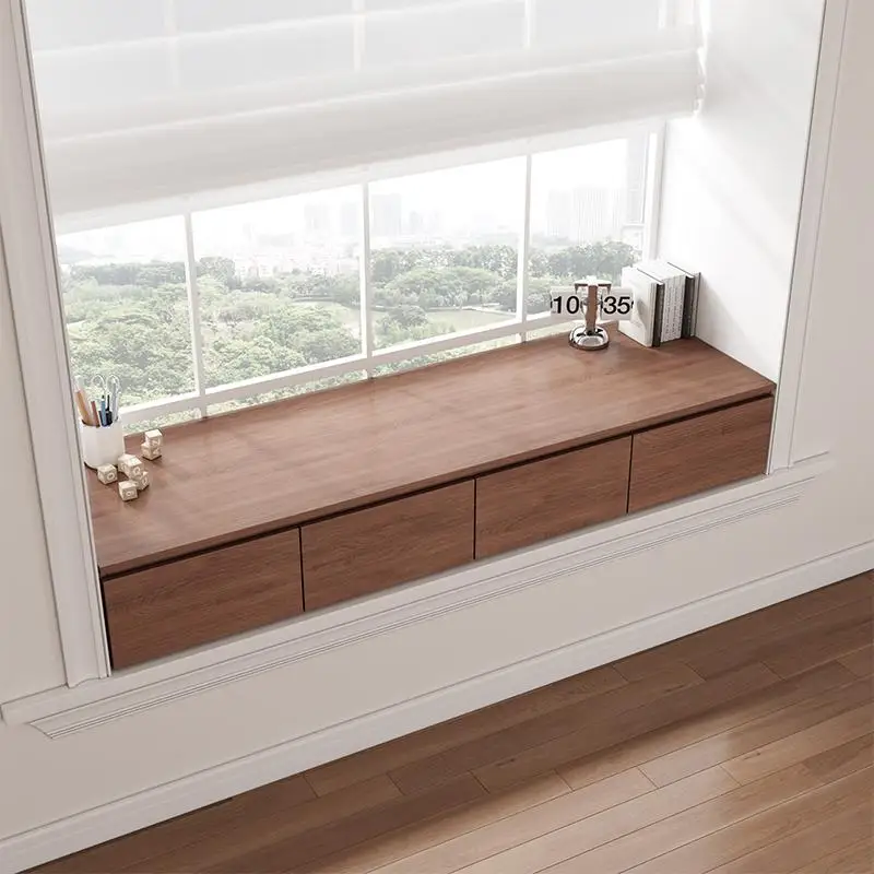 Solid wood custom simple tatami bedroom drawer bay window cabinet, balcony windowsill cabinet, low cabinet, storage base cabinet