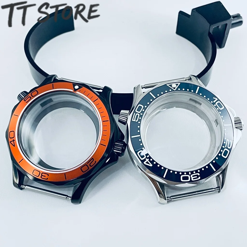 Caja de Acero Inoxidable de 41 mm NH35 para Reloj de Buceo para Hombre con Inserto de Bisel de Cerámica Azul para Modificaciones Seiko Seamaster, Pieza de Reloj Mecánico