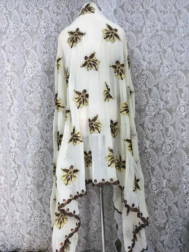 Schal Muslimische Afrikanische Tücher Chiffon Gute Qualität 2026 Neueste Afrikanische Muslimische Islamische Hijab Dubai Stickerei Schal Kashkha Dubai – Detail 19