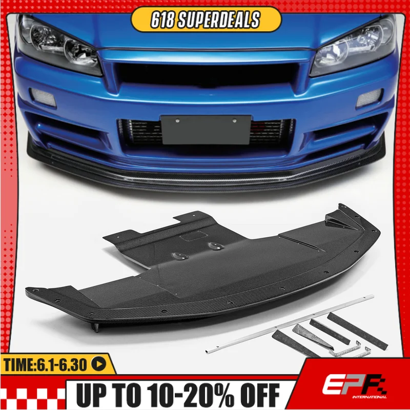 

For R34 Skyline GT-R BNR34 EPA Street Edition Front Lip With Splitter 10mm Car Aerodynamic Body Kit