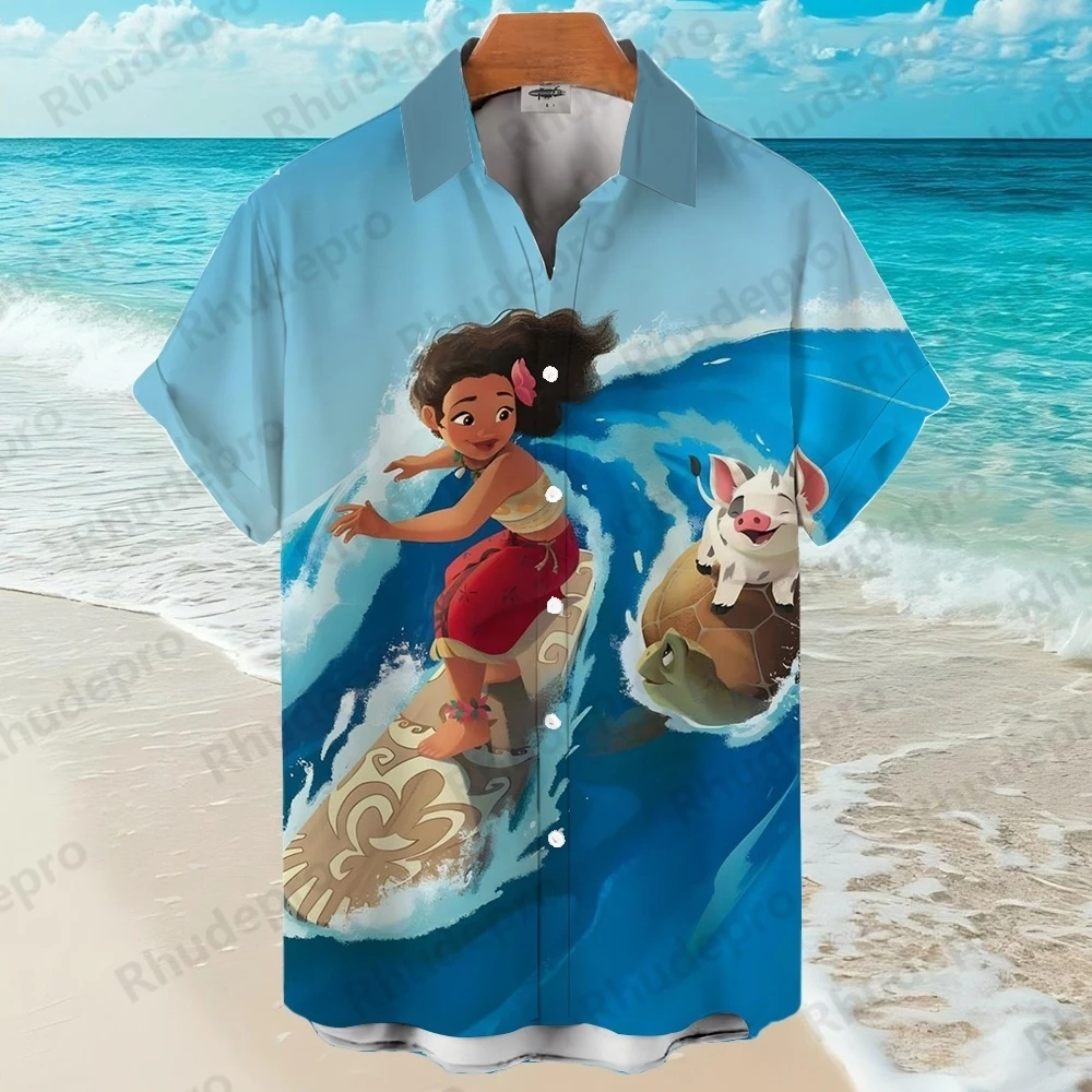 

Disney Summer Fashion Movie Moana 3D Printing Turndown Collar Hawaiian Shirts Short Sleeve Shirt Casual Skywalker