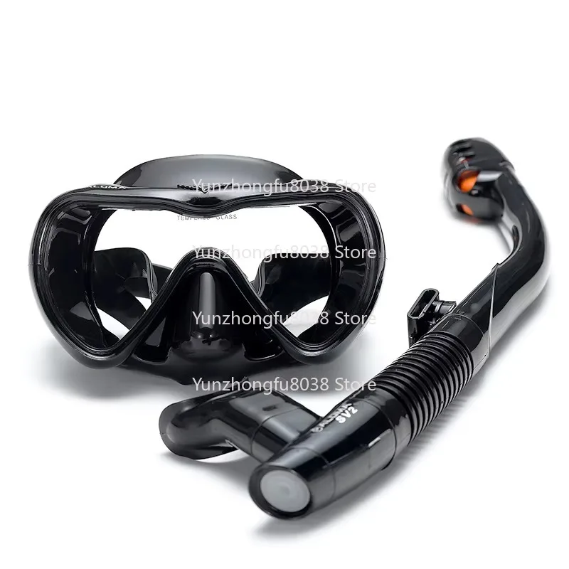 Adult Diving Mask Set, Anti-fog Tempered Glass, Splash-proof Silicon Nozzle with Purge Valve, for Swimming and Snorkeling
