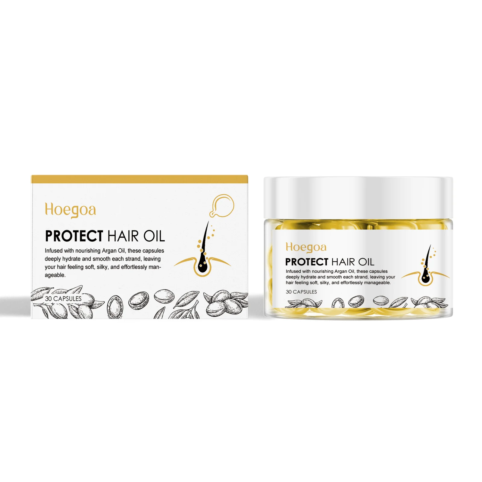 

Hoegoa Morocco Hair Care Essential Oil Capsules Improve Dry Hair And Irritated Hair Soft And Moisturizing Hair Care