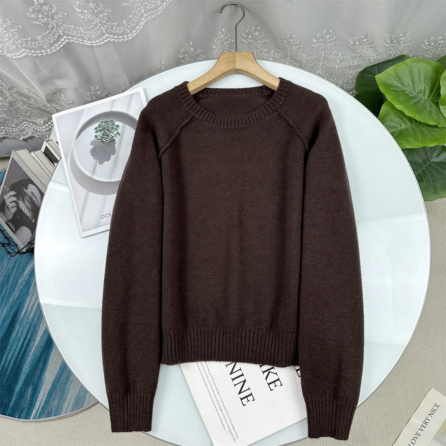 

Повседневный вязаный свитер с круглым вырезом для женщин, свободный крой, модный универсальный фасон, осенне-зимняя новинка для подростков