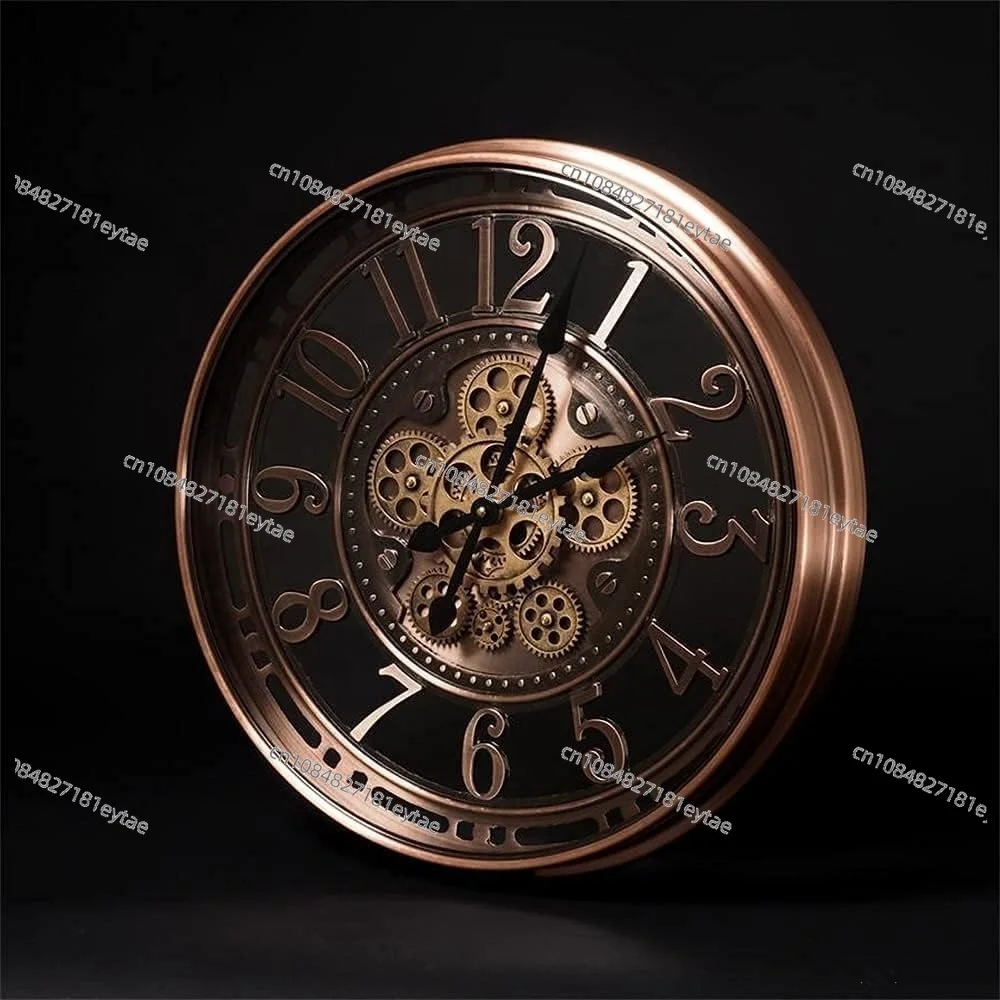 Oversized Large Industrial Loft Metal Moving Gear Wall Clock for Modern Living Room Decor Wall Clocks