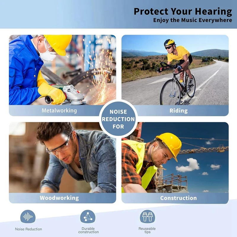 Bluetooth Ear Plugs para trabalho, proteção auditiva, adequado para canteiro de obras e ambientes barulhentos