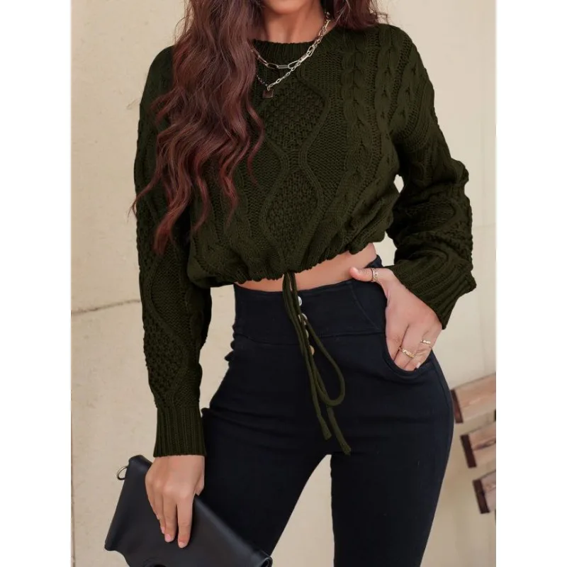 New Women's Fashion Casual Solid Color Round Neck Knitted Loose Top