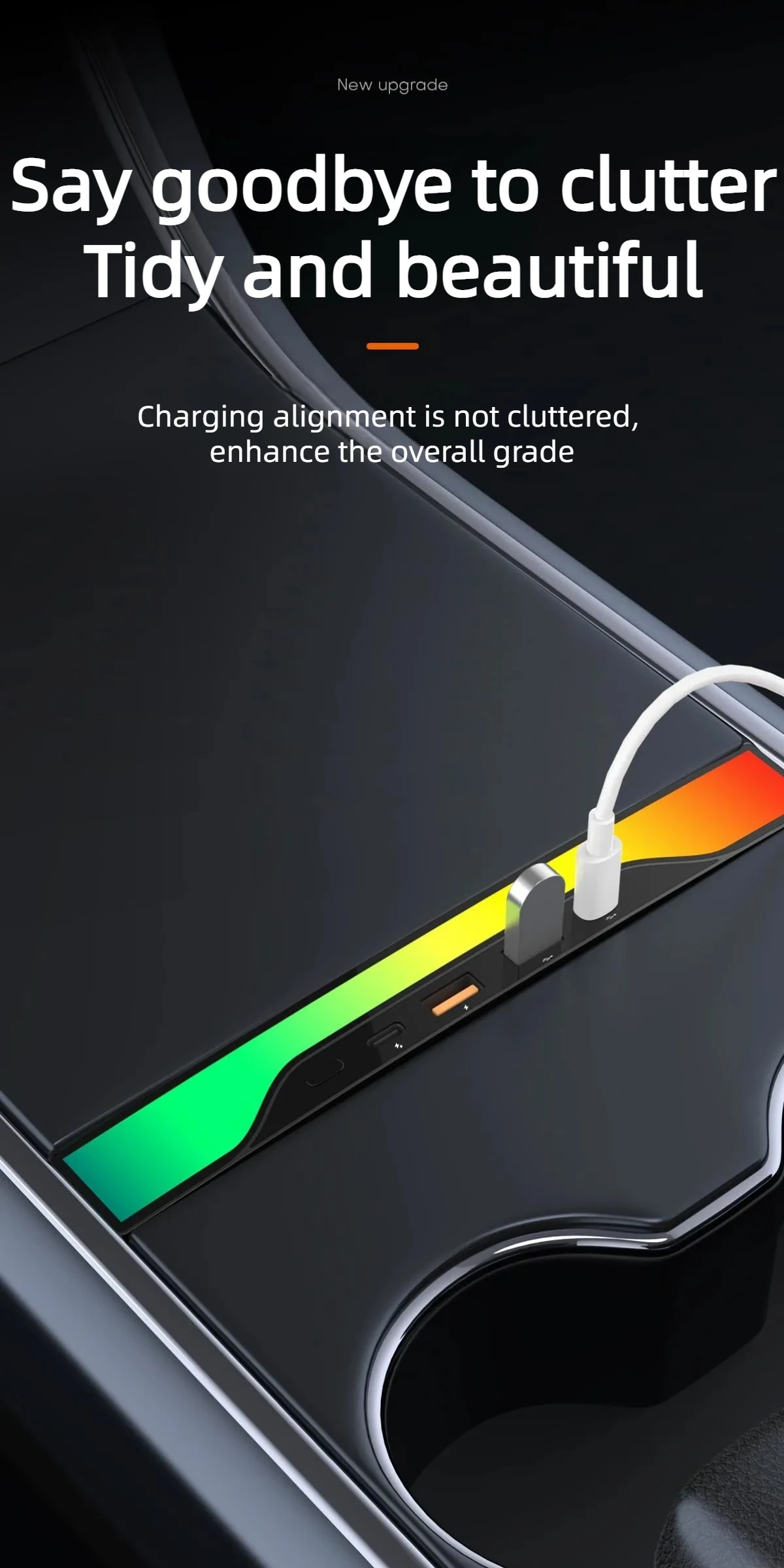 Für Tesla Modell y Zubehör USB Hub 4-Port 27W Schnell ladegerät Smart Docking station Adapter Power Shunt Splitter Erweiterung – Detail 12