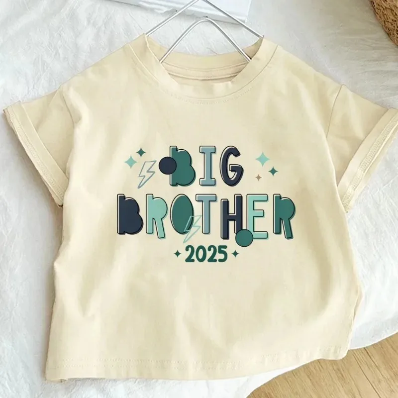 Big/Little Brother 2025 Print Family Matching Outfit Casual Retro Brother Outfits Kids Tshirt+Baby Romper Summer Fashion Clothes